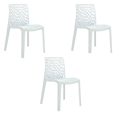 Cadeira Sala de Jantar Kit 3 Gruvyer Branco R02 - D'rossi