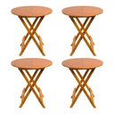 Ver imagem 1 de Kit 4 Mesas Redondas Dobráveis Em Madeira Maciça 70X70 Mel Ideal Para Bares E Restaurantes