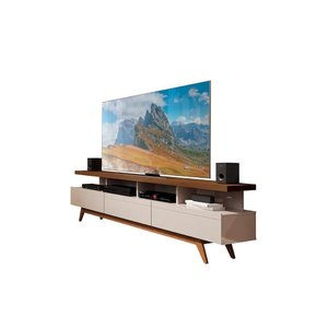 Rack Aparador 3 Gavetas para Tv até 70″ com Pés de Madeira - Wood Off White/freijo