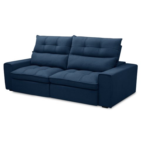 Sofá Retrátil Reclinável 3 Lugares 210cm Damy F05 Veludo Azul - Mpozenato