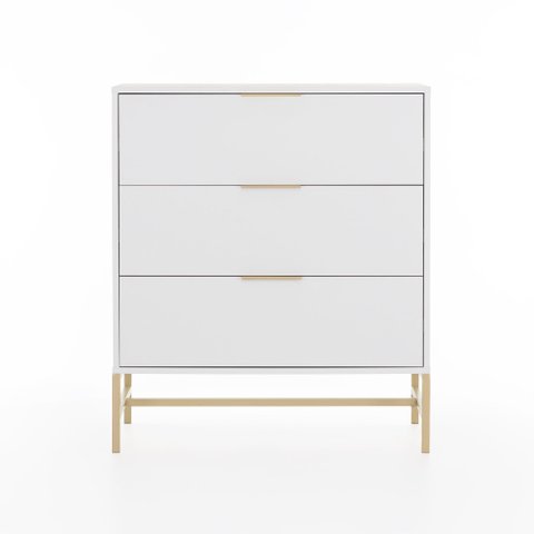 Cômoda Square 3 Gavetas 80 Cm X 45 Cm Branco/ Dourado