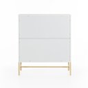 Ver imagem 4 de Cômoda Square para Quarto 3 Gavetas Pés de Metal 80cm Branco Dourado Casavee