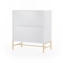Ver imagem 5 de Cômoda Square para Quarto 3 Gavetas Pés de Metal 80cm Branco Dourado Casavee
