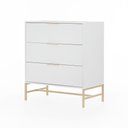 Ver imagem 3 de Cômoda Square para Quarto 3 Gavetas Pés de Metal 80cm Branco Dourado Casavee
