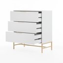 Ver imagem 6 de Cômoda Square para Quarto 3 Gavetas Pés de Metal 80cm Branco Dourado Casavee