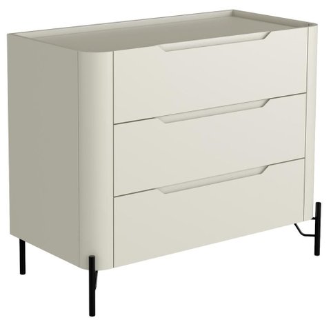 Cômoda para Quarto Closet Orgânica 3 Gavetas Pés Industrial Preto Bliss I03 Luna - Lyam Decor