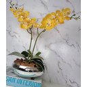 Ver imagem 1 de Arranjo Com 2 Orquídeas Amarela Vaso Prata 22cm