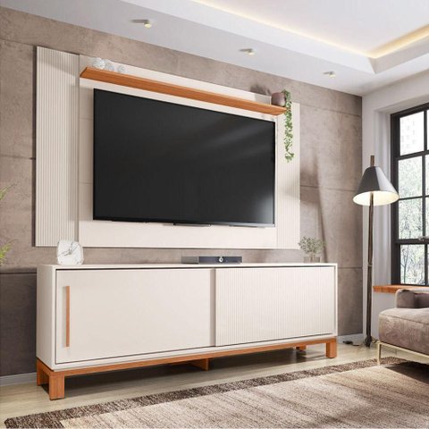 Bancada Rack com Painel para Tv até 65 Polegadas Jace Off White Mr/freijo