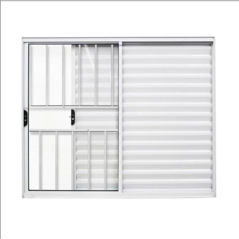 Janela de Correr Alumínio Branco 03F Veneziana c/Grade Classic - 100x120