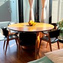 Ver imagem 2 de Mesa de Jantar Redonda 140cm Mogny Madeira Maciça Castanho Claro - Sallar Home