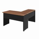 Ver imagem 4 de Mesa Escrivaninha 135cm em L Tampo 30mm Pés Painel F5 Office Cor:Nogal com Preto