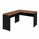 Ver imagem 2 de Mesa Escrivaninha 135cm em L Tampo 30mm Pés Painel F5 Office Cor:Nogal com Preto