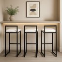 Ver imagem 1 de Kit 3 Banquetas Balcão Alta Corino Ferro Cozinha Bistro:branco