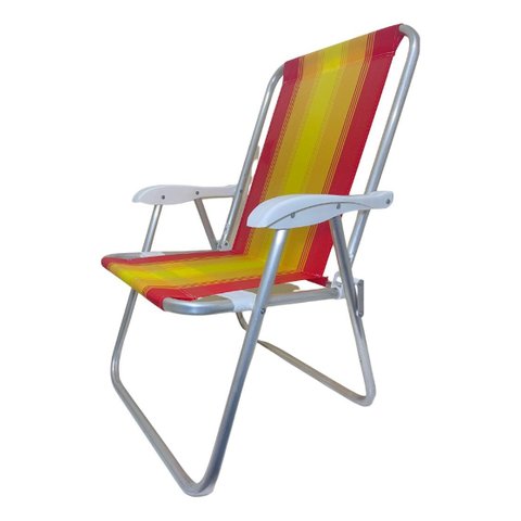 Cadeira de Praia Alta Nylon Encosto Alto Aluminio Ronchetti