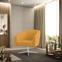 Ver imagem 6 de Poltrona Decorativa Base Giratória Cromada Stella Bouclê Mostarda D03 - D'Rossi