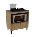 Ver imagem 3 de Balcão Cozinha Cooktop 4 Bocas Amêndoa com 1 Porta Basculante e Nicho para Forno ou Forno-