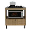 Ver imagem 1 de Balcão Cozinha Cooktop 4 Bocas Amêndoa com 1 Porta Basculante e Nicho para Forno ou Forno-