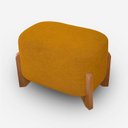 Ver imagem 1 de Puff Curvo Pé de Madeira Decorativo para Sala Orgânico Confortável e Reforçado Bouclé Fluffy