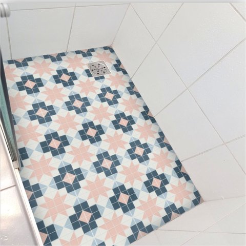 Adesivo Piso Box Estrela Rosa Antiderrapante Lavável Pastilha Colacomigo 1,20 X 1,50 Metros