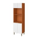 Ver imagem 1 de Paneleiro Torre Quente 4 Portas 2 Nichos P/ Forno-microondas Clara - Cinamomo/branco Aramóveis