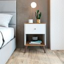 Ver imagem 1 de Mesa de Cabeceira 1 Gaveta Re001 Placa e Ponto Branco/mel