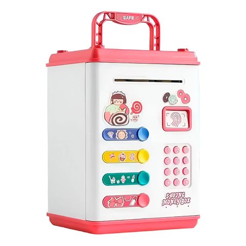 Mini Cofre Infantil Eletrônico Senha Notas Moedas Branco