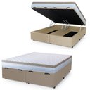 Ver imagem 1 de Cama Box Baú Casal Queen Colchão com Molas Ensacadas 158x198x63cm Dunas Branco/bege Hellen