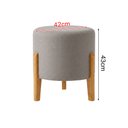 Ver imagem 4 de Puff Elegance em Linho com Pés de Madeira Design Minimalista para Sala Moderna Sofisticada - Cinza