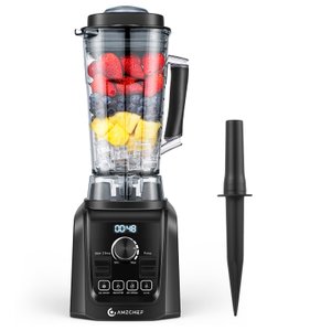 Amzchef Liquidificador 1200w com 4 Menus e Velocidade Variável (preto)
