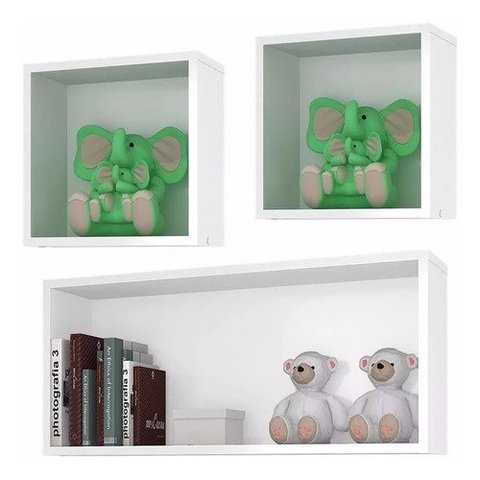 - Kit 03 Nichos Mdf Bp Prateleira Sala Quarto Bebê Branco M A Sorprezo
