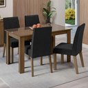 Ver imagem 1 de Conjunto Sala de Jantar Mesa Tampo de Vidro 4 Cadeiras Rustic/oxford Antônia Madesa