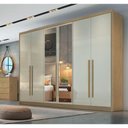 Ver imagem 1 de Guarda Roupa Casal com Espelho 6 Portas 6 Gavetas - Robust -cumaru/fendi - Móveis Novo Horizonte