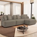 Ver imagem 1 de Sofá 4 Lugares com Chaise Direito Sala Living 288cm Arlo F04 Veludo Marrom Claro - Lyam Decor