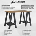 Ver imagem 3 de Escrivaninha Mesa Escritorio Cavalete 2 Prateleiras Mell Preto B61 Novam