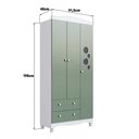Ver imagem 3 de Guarda Roupa Infantil 91,5cm X 198cm C/ 3 Portas e 2 Gavetas Cor:branco com Verde