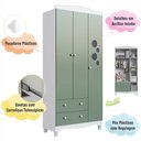 Ver imagem 5 de Guarda Roupa Infantil 91,5cm X 198cm C/ 3 Portas e 2 Gavetas Cor:branco com Verde