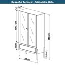 Ver imagem 6 de Cristaleira 2 Portas Oslo Artesano 83 Cm Largura Mdp Hanover Palha Sintética Bege Pés Madeira Maci