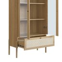 Ver imagem 3 de Cristaleira 2 Portas Oslo Artesano 83 Cm Largura Mdp Hanover Palha Sintética Bege Pés Madeira Maci