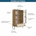 Ver imagem 5 de Cristaleira 2 Portas Oslo Artesano 83 Cm Largura Mdp Hanover Palha Sintética Bege Pés Madeira Maci