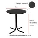 Ver imagem 4 de Mesa de Jantar Redonda 80cm Preto com 4 Cadeiras Estofada Off-white Encosto Madeira Urban