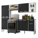Ver imagem 1 de Cozinha Compacta c/ 2 Leds 4 pçs Xangai Multimóveis V3414 Branca/Preta