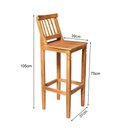 Ver imagem 4 de Kit 2 Banquetas Alta de Madeira Maciça Ripada com Encosto Confort - Castanho