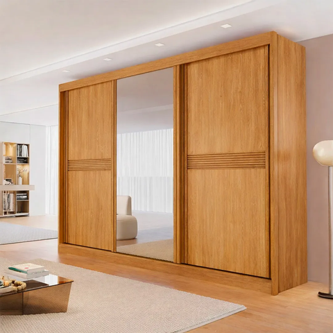 Guarda-Roupa Canadá 2,42m -100% MDF Naturale 3 Portas - Bianchi Móveis