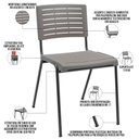 Ver imagem 2 de Cadeira Empilhável Fixa Escritório Multiuso Base Preta Kimi P03 Basalto - Lyam Decor