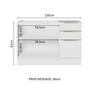 Ver imagem 4 de Balcão Gabinete de Pia Madesa Lux 120 cm 2 Portas 3 Gavetas (Sem Tampo) Branco/Branco Veludo