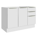 Ver imagem 1 de Balcão Gabinete de Pia Madesa Lux 120 cm 2 Portas 3 Gavetas (Sem Tampo) Branco/Branco Veludo