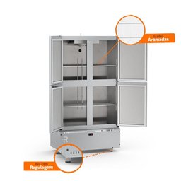 Mini Câmara 4 Portas Congelados -10 a -18ºc Motor Inf. Inox Ar Forçado Mcco4p Mi - Refrimate 220v - 6