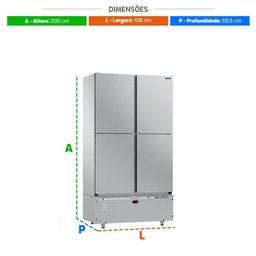 Mini Câmara 4 Portas Congelados -10 a -18ºc Motor Inf. Inox Ar Forçado Mcco4p Mi - Refrimate 220v - 2