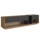 Ver imagem 1 de Rack Tv até 65" 180x37x46cm Mel Grafite 3 Gavetas Nicho Led Iluminação Rgb