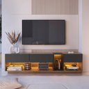 Ver imagem 5 de Rack Tv até 65" 180x37x46cm Mel Grafite 3 Gavetas Nicho Led Iluminação Rgb